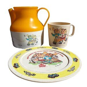 1984 Get Along Gang Vintage Toy Kitchen Serving Set of 3 Plate, Cup, and Carafe